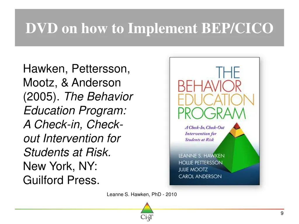 dvd on how to implement bep cico