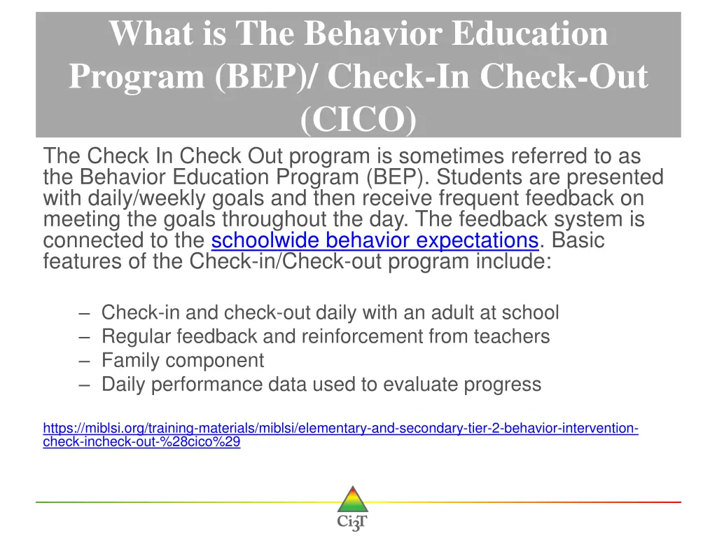 what is the behavior education program bep check