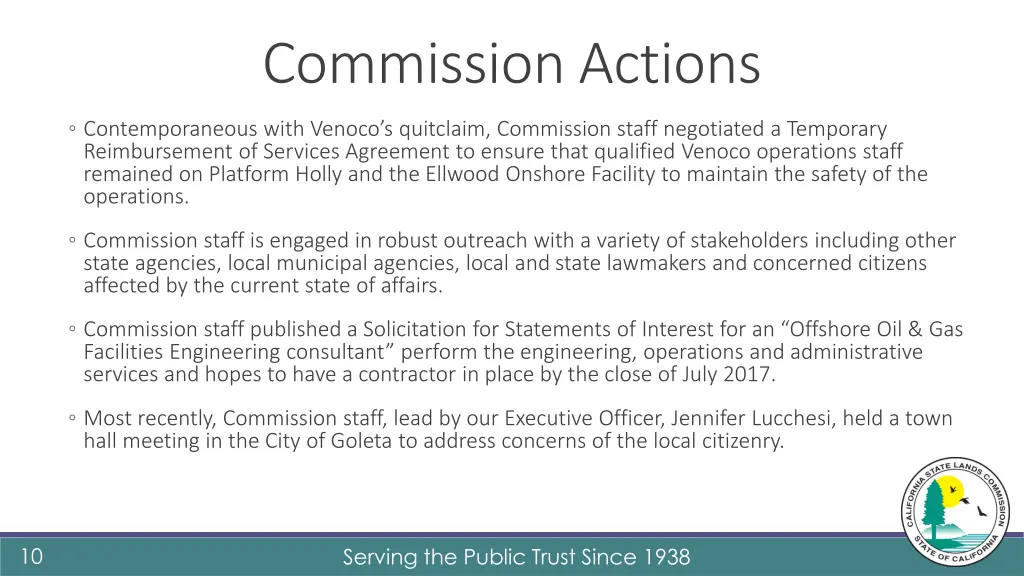 commission actions