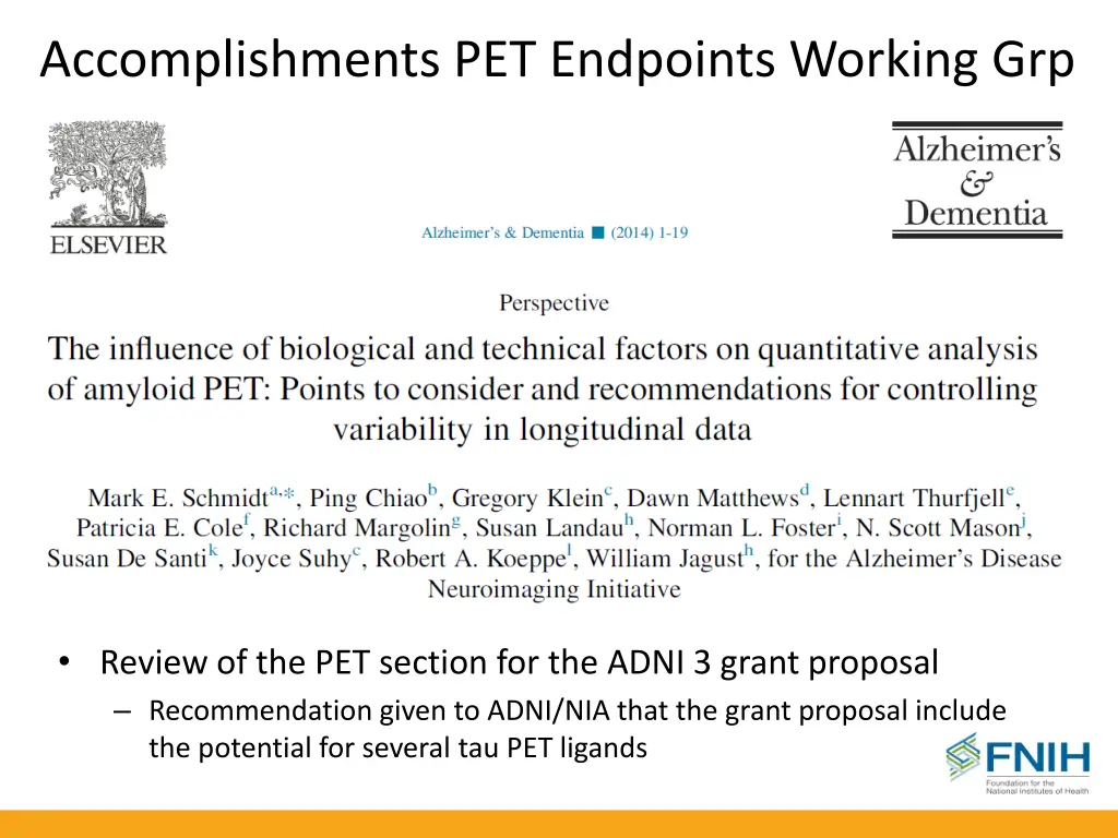 accomplishments pet endpoints working grp