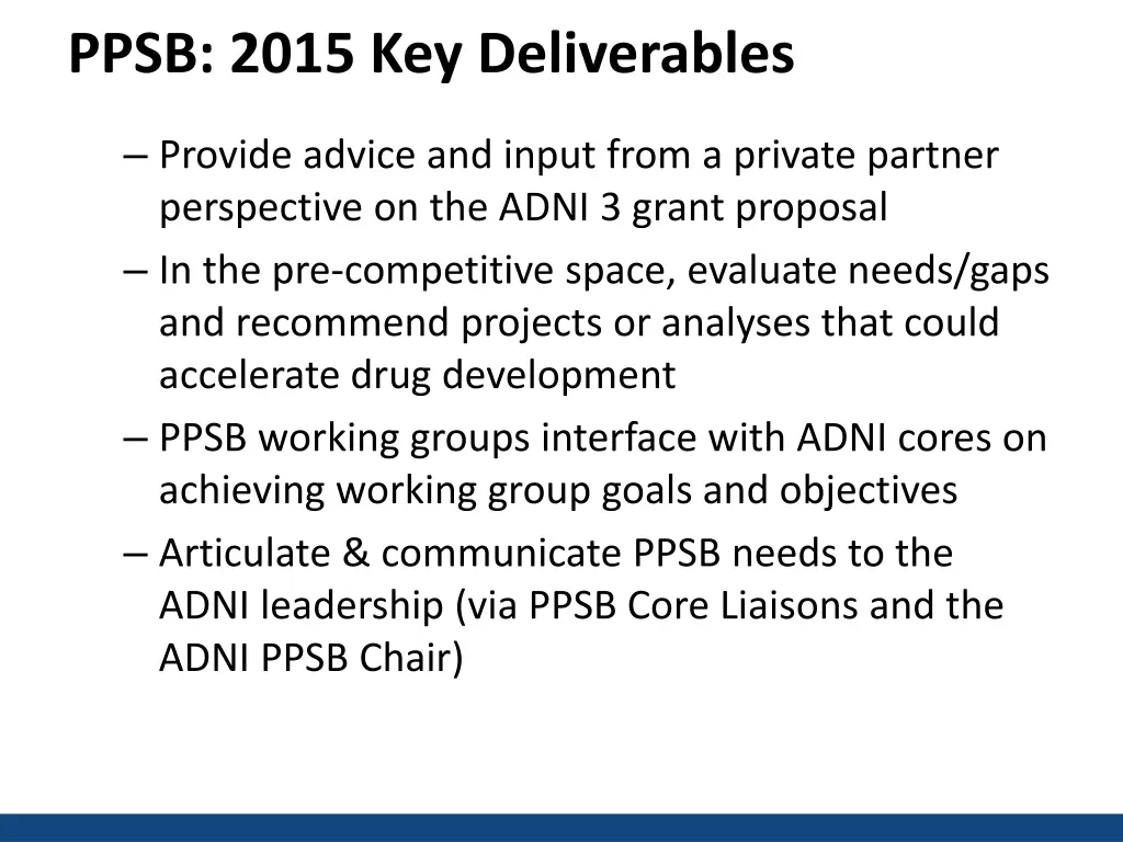 ppsb 2015 key deliverables