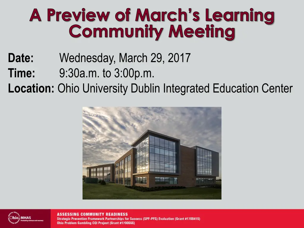 a preview of march s learning community meeting