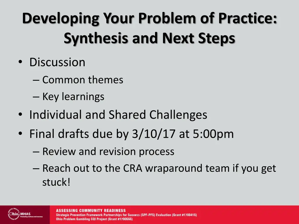 developing your problem of practice synthesis