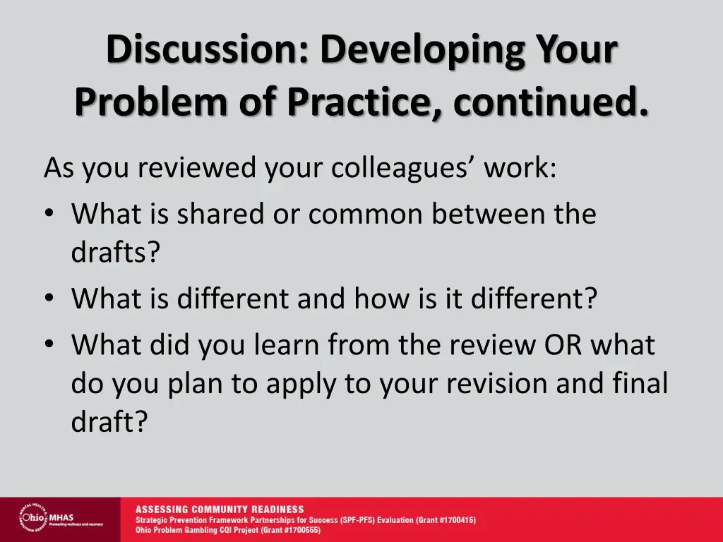 discussion developing your problem of practice 1