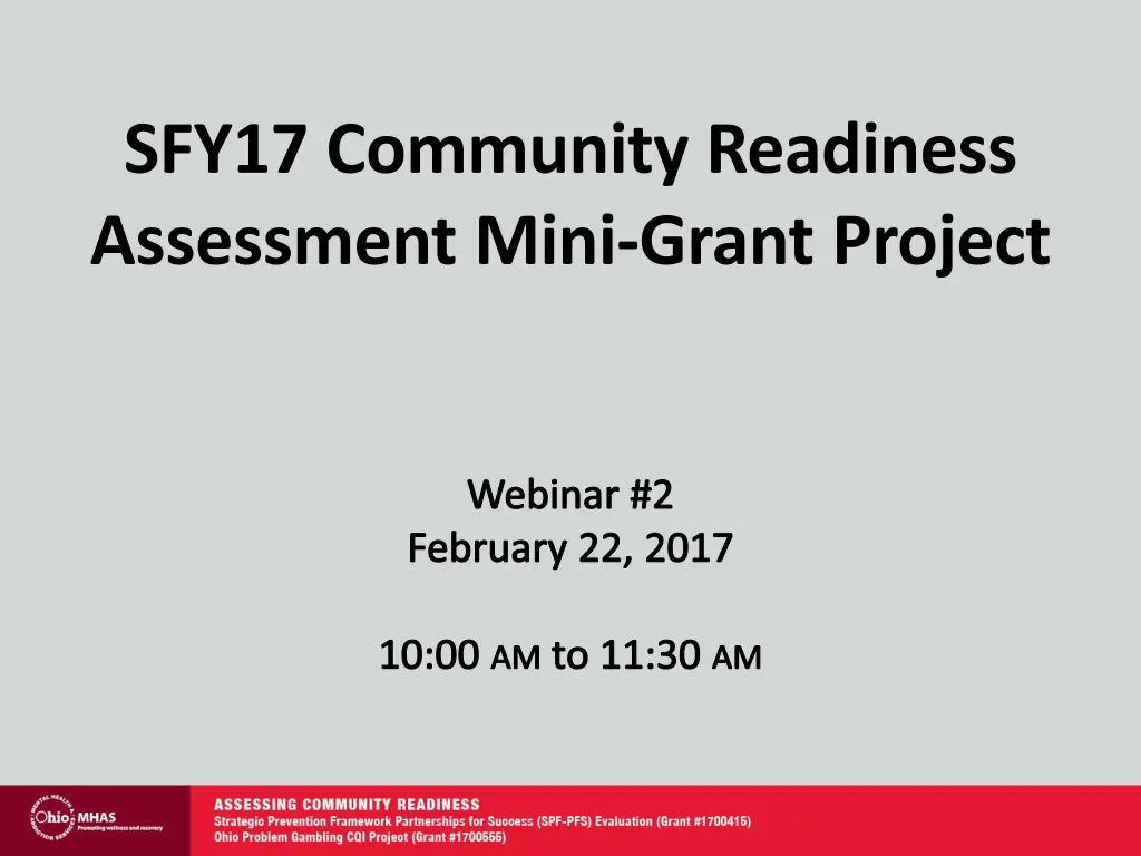 sfy17 community readiness assessment mini grant