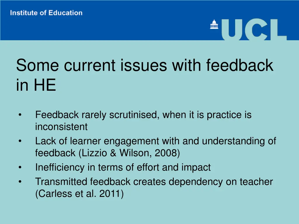 some current issues with feedback in he