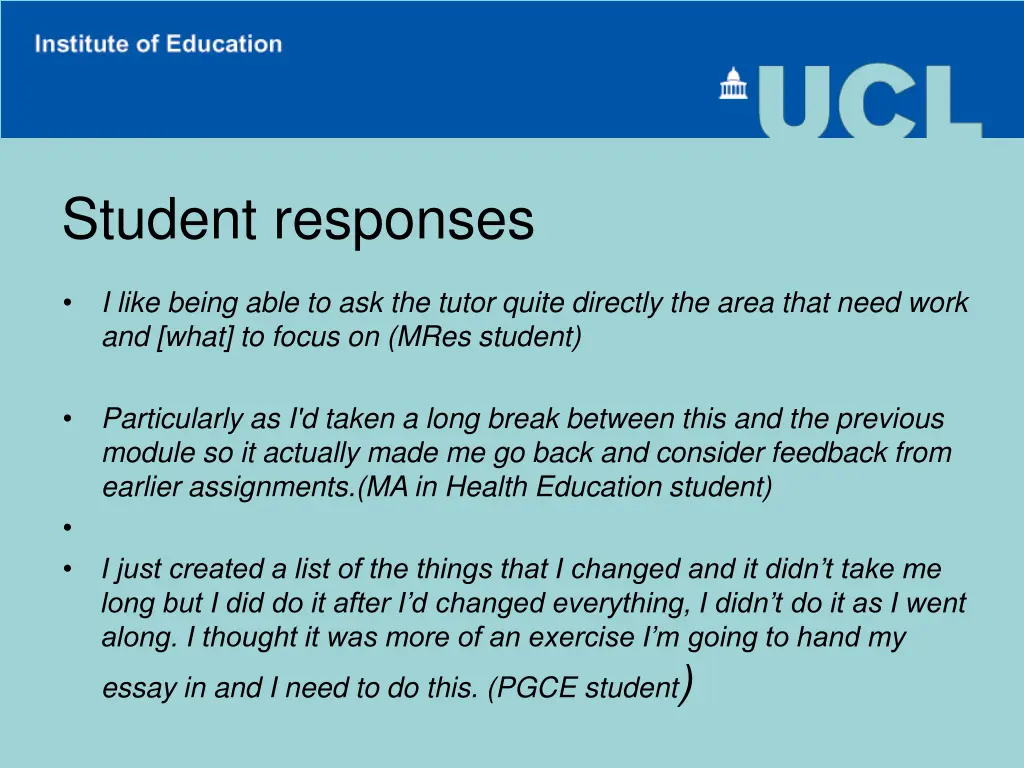 student responses