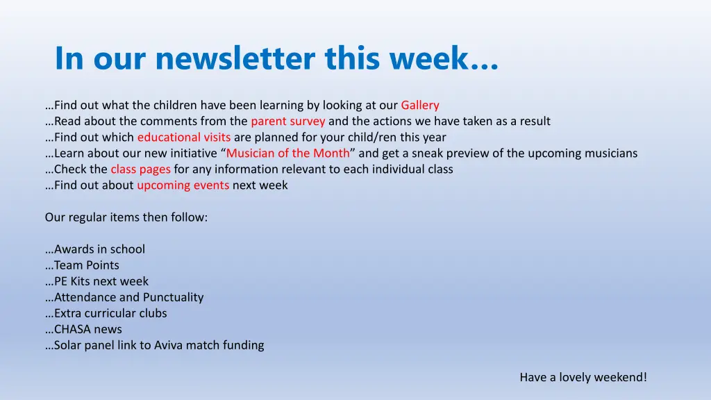 in our newsletter this week