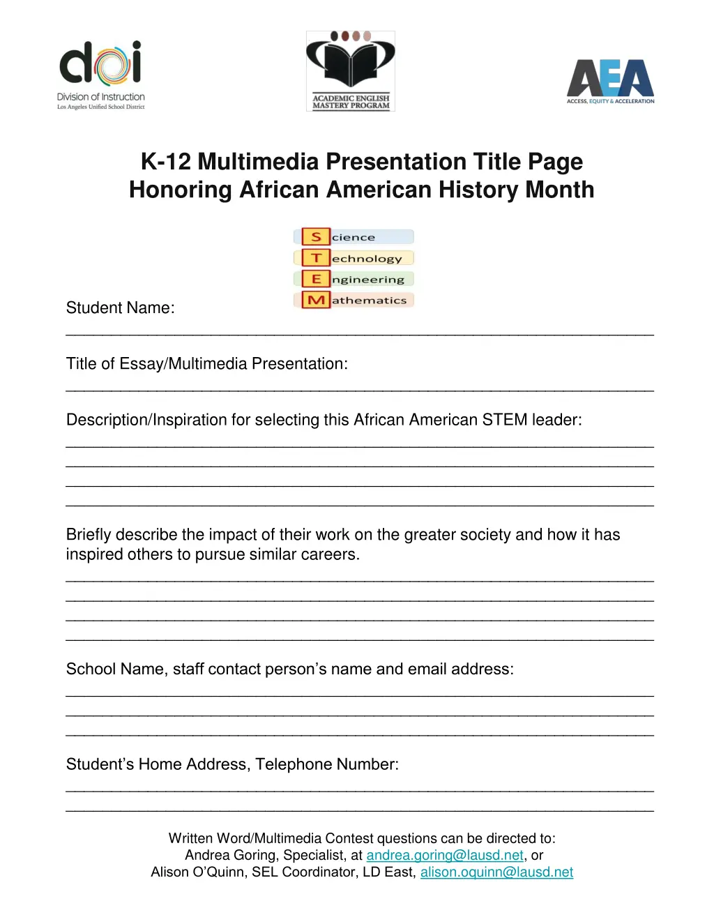 k 12 multimedia presentation title page honoring