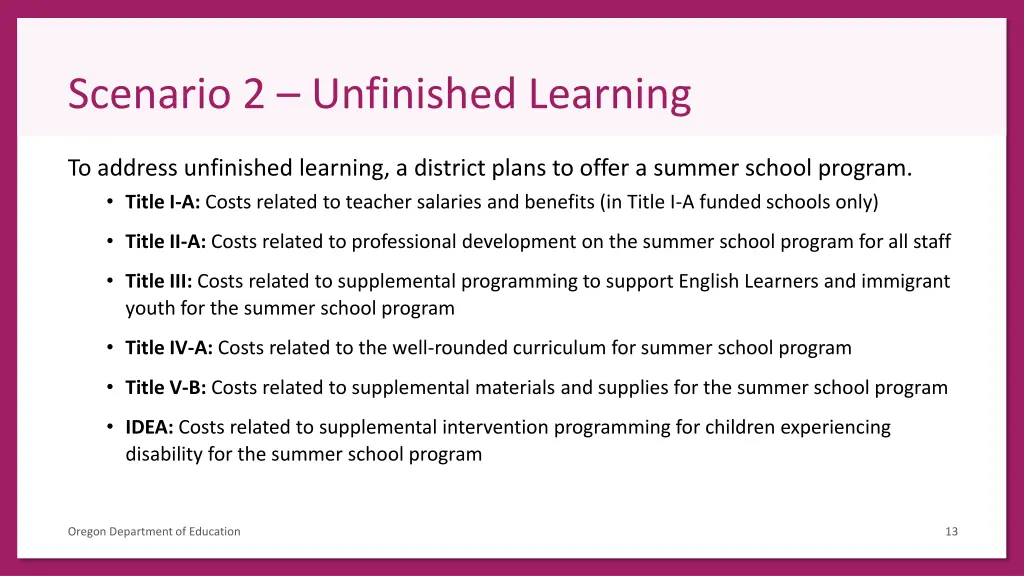 scenario 2 unfinished learning