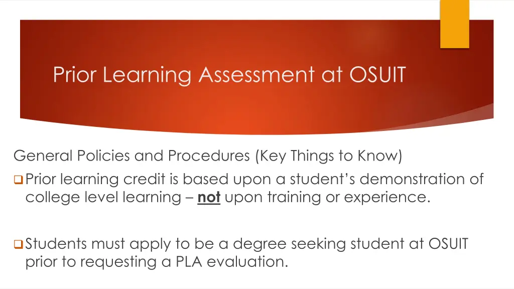 prior learning assessment at osuit 1