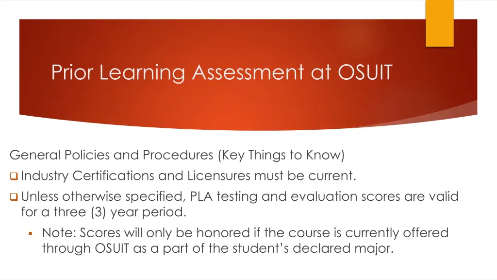 prior learning assessment at osuit 6