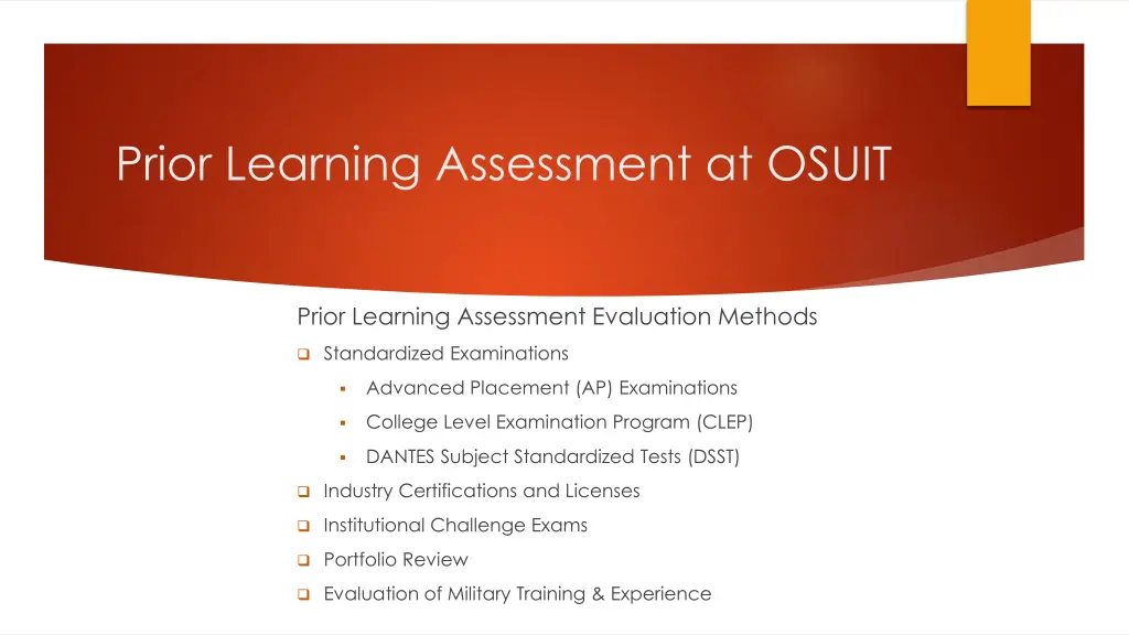 prior learning assessment at osuit 7