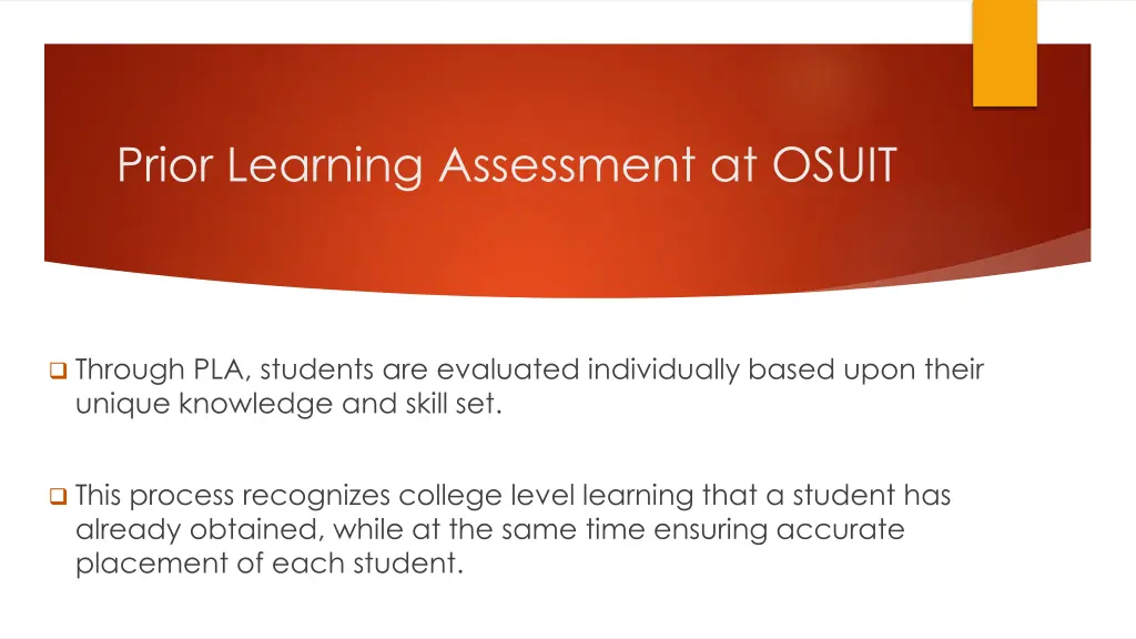 prior learning assessment at osuit