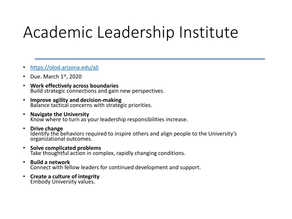 academic leadership institute