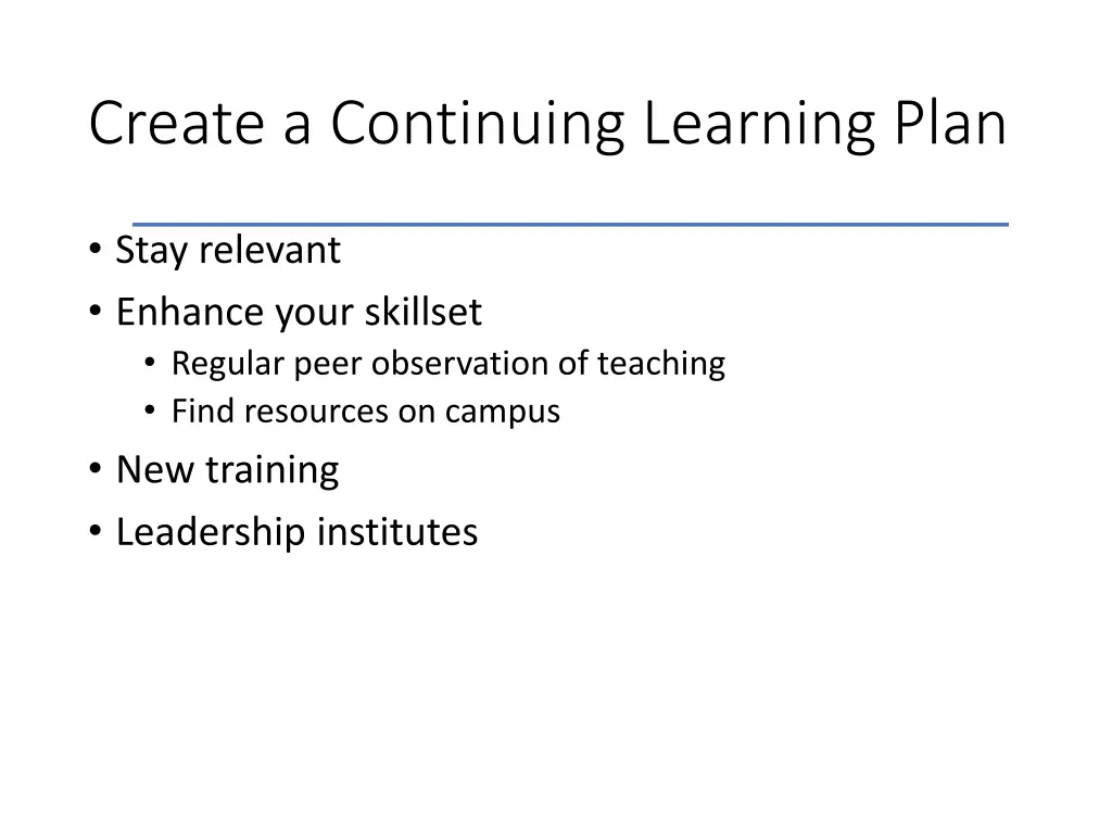 create a continuing learning plan