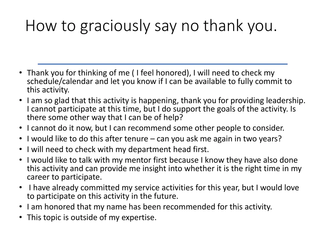 how to graciously say no thank you