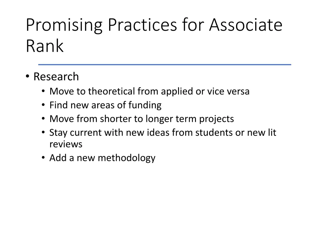 promising practices for associate rank 1