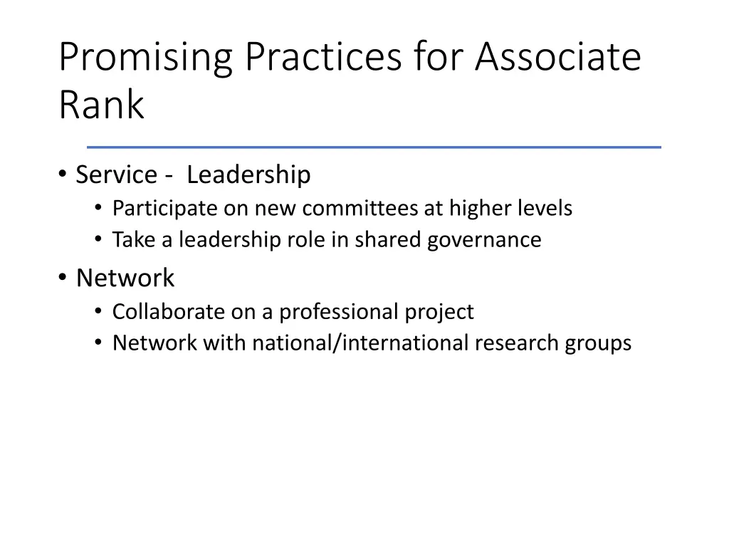 promising practices for associate rank 2