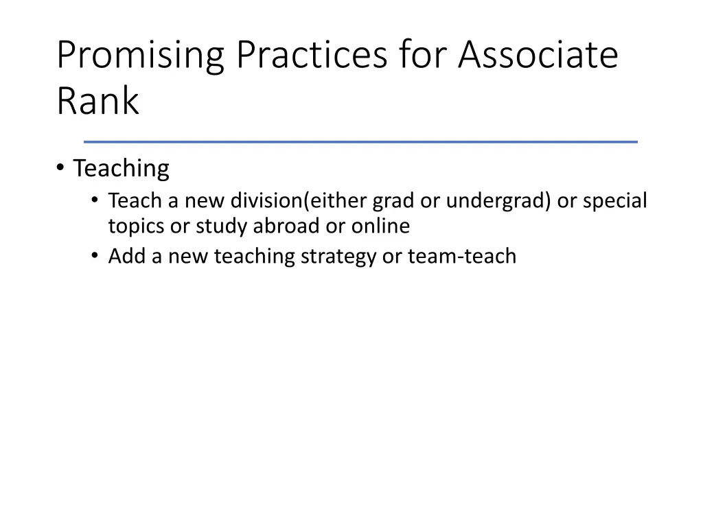 promising practices for associate rank