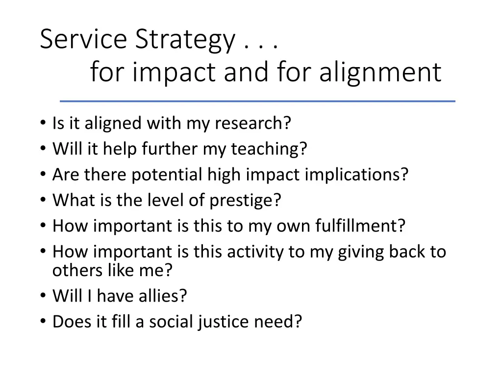 service strategy for impact and for alignment