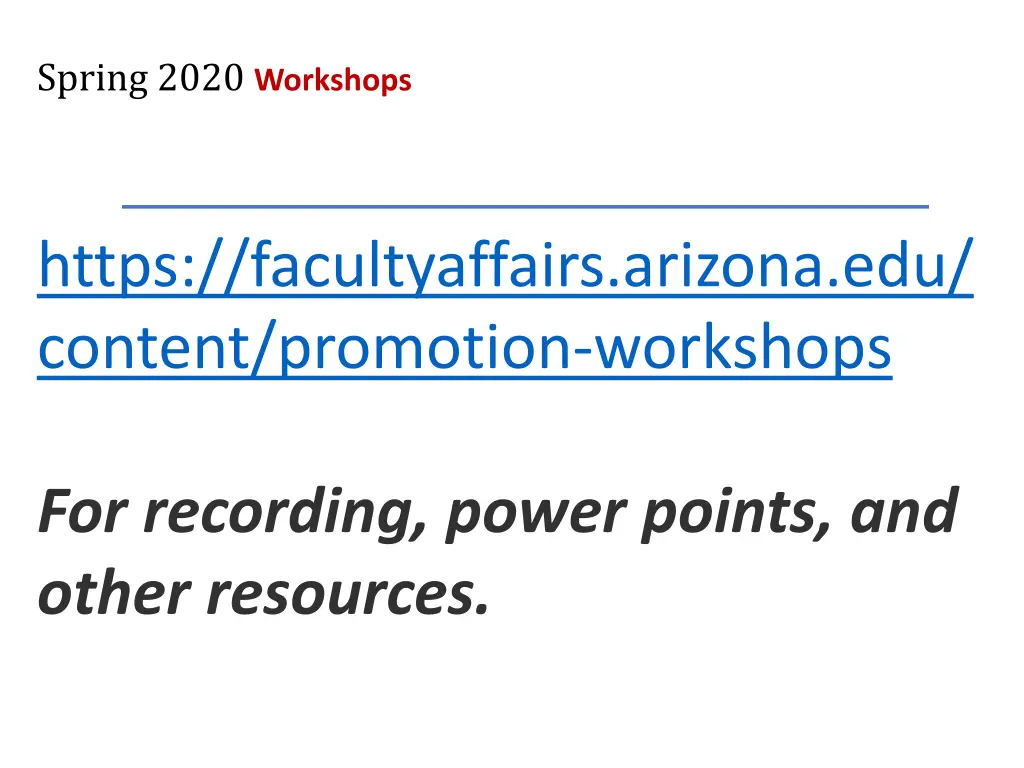 spring 2020 workshops