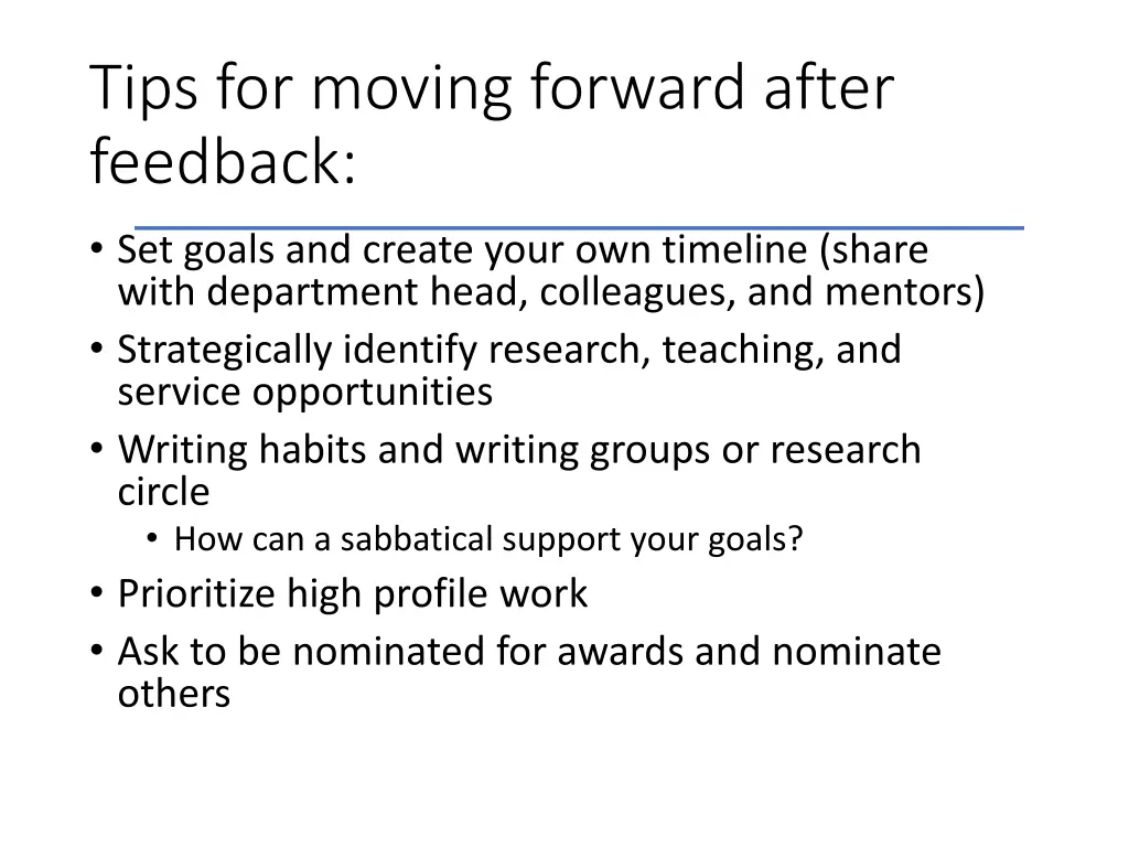 tips for moving forward after feedback