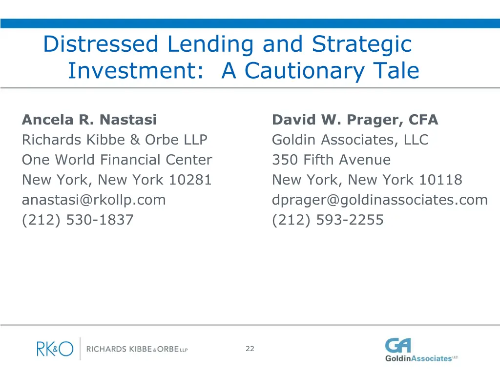 distressed lending and strategic investment 1