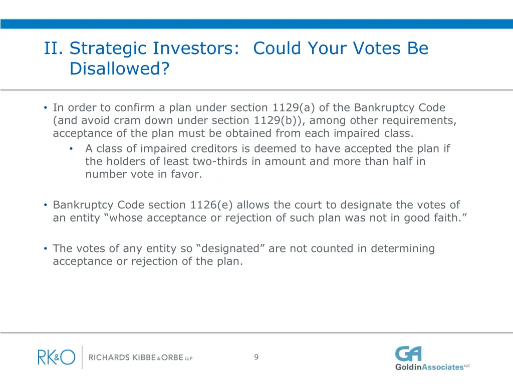 ii strategic investors could your votes