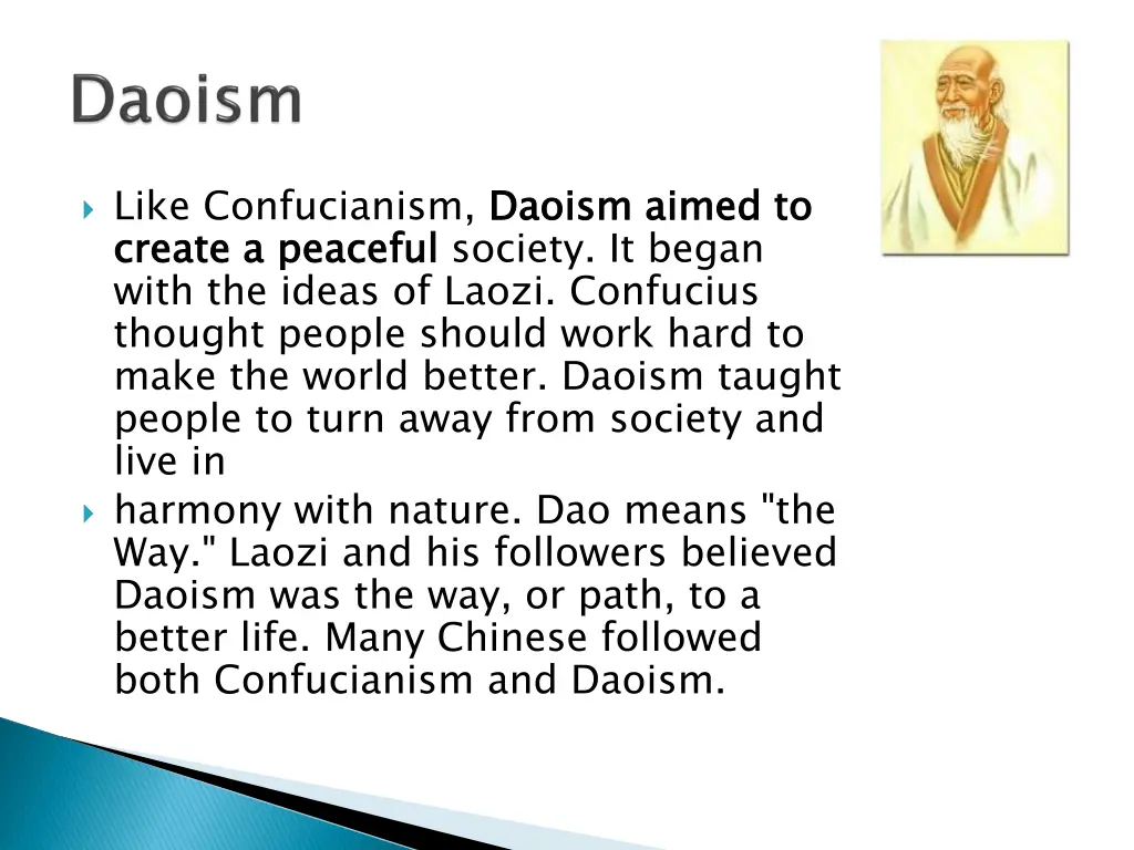 like confucianism daoism aimed to create