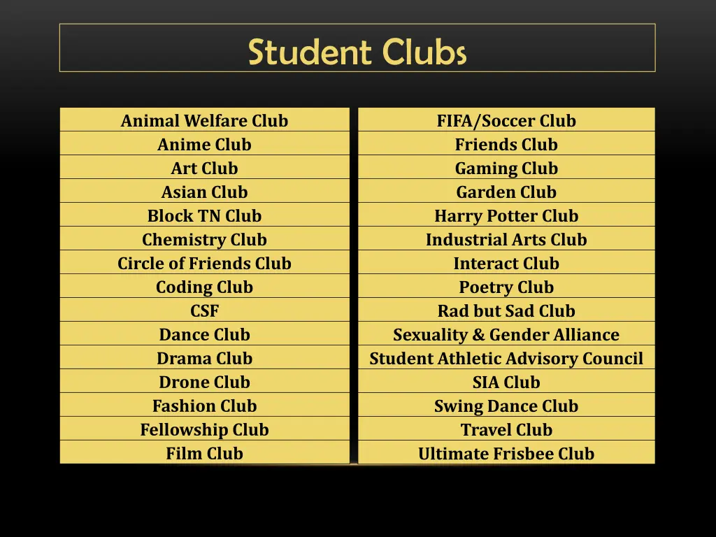 student clubs