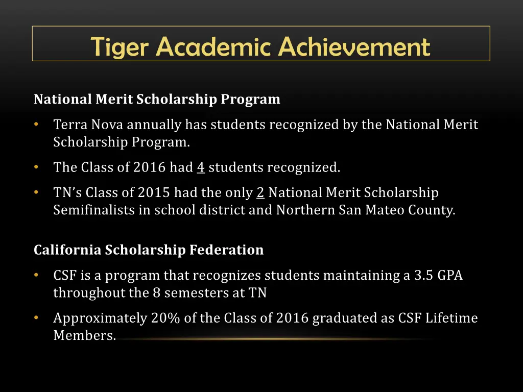 tiger academic achievement