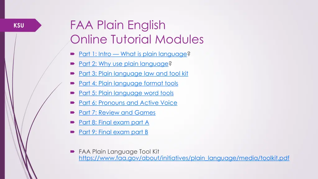 faa plain english online tutorial modules