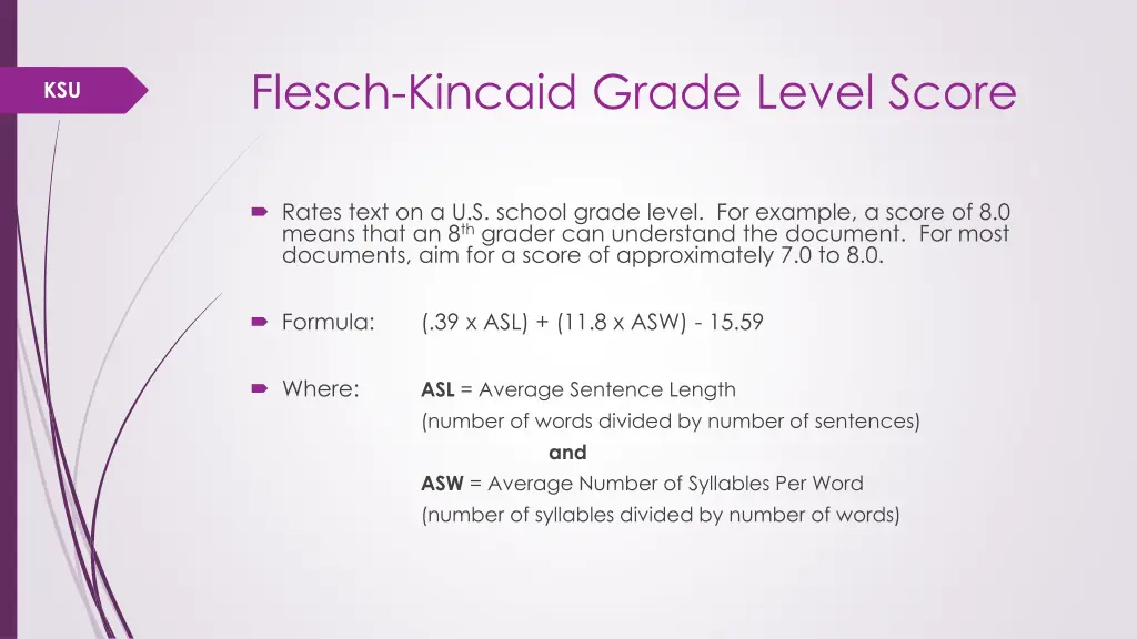 flesch kincaid grade level score