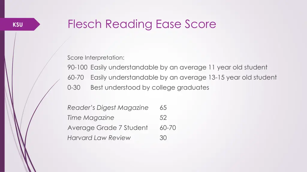 flesch reading ease score 1