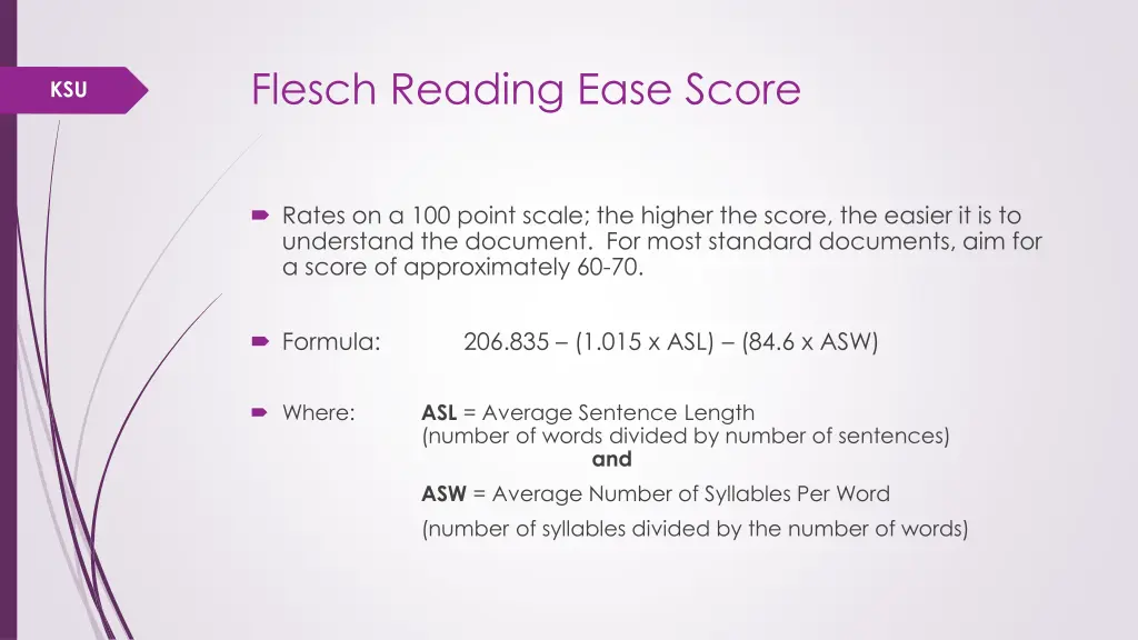 flesch reading ease score