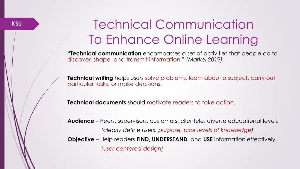 technical communication to enhance online learning