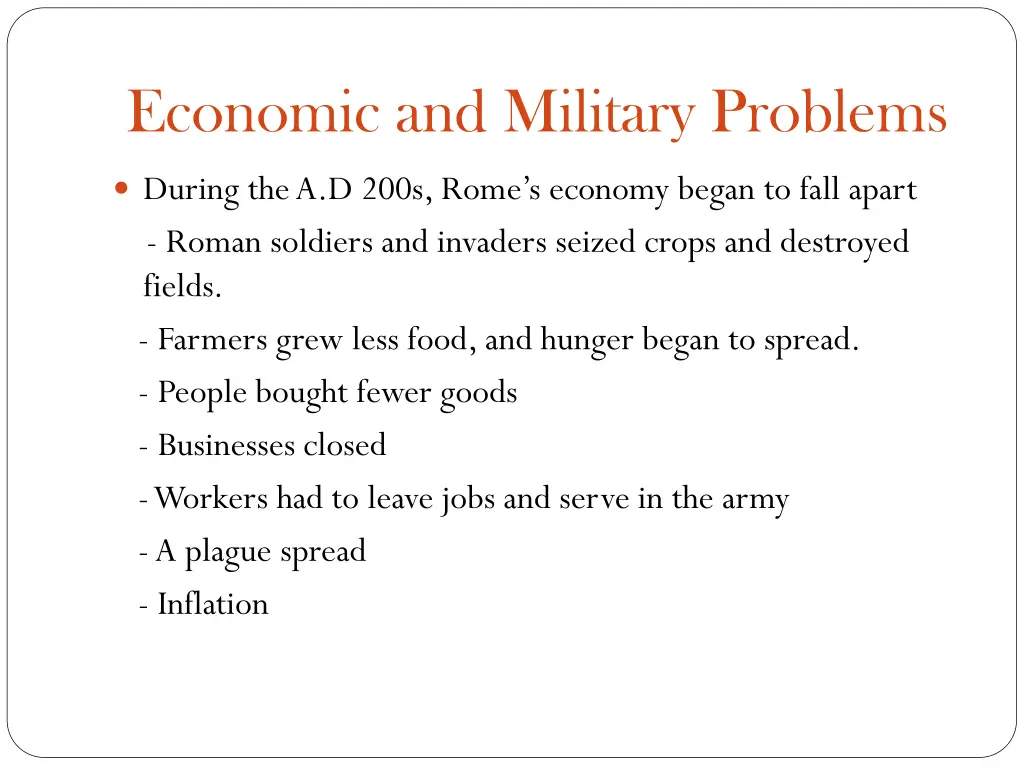 economic and military problems