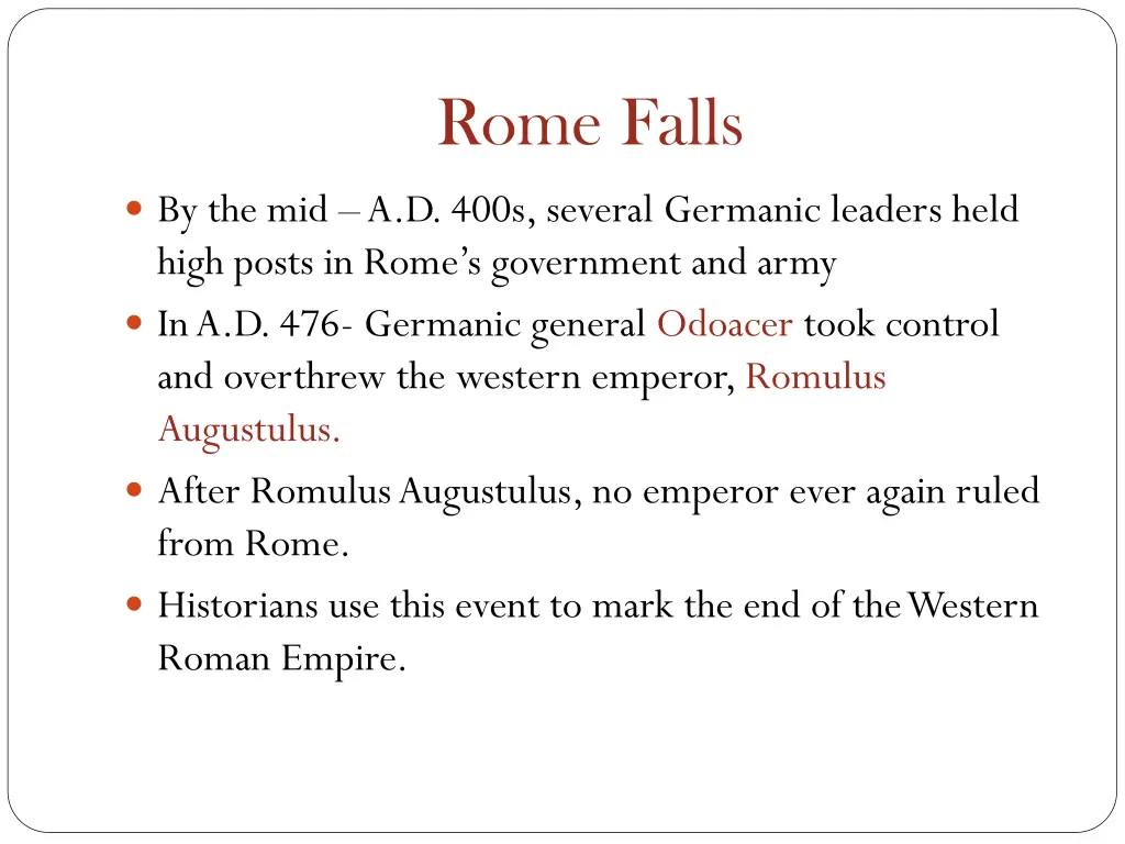 rome falls