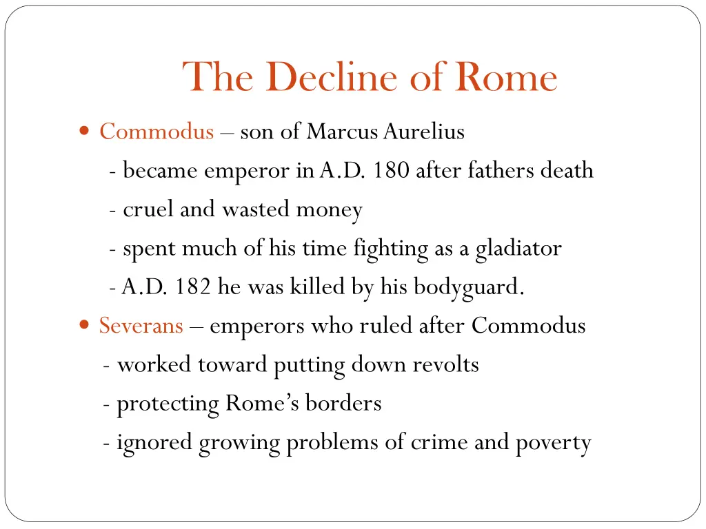 the decline of rome