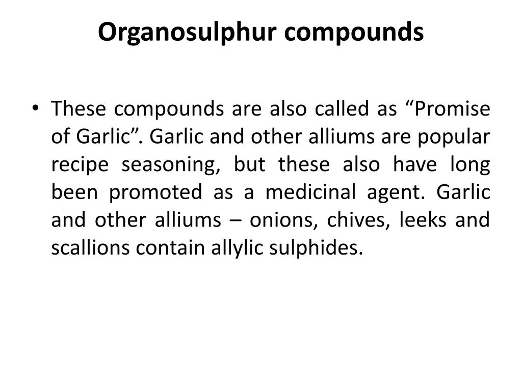 organosulphur compounds