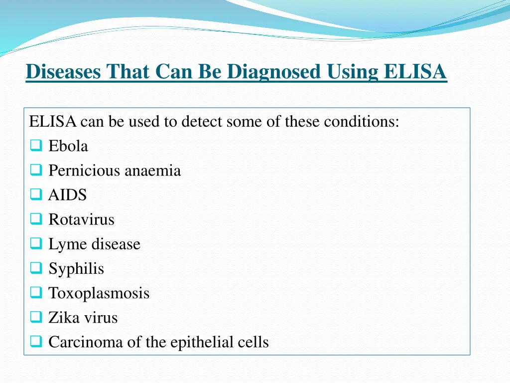 diseases that can be diagnosed using elisa