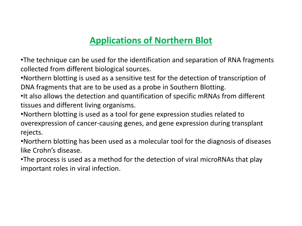 applications of northern blot