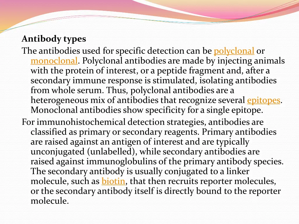 antibody types the antibodies used for specific