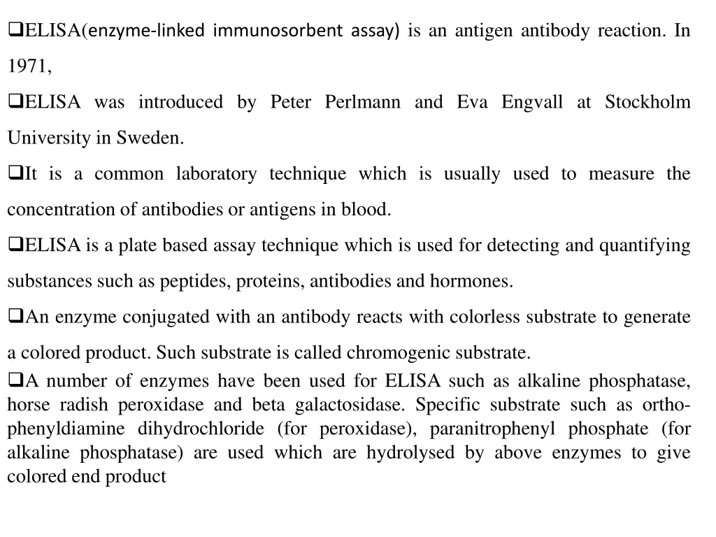 elisa enzyme linked immunosorbent assay