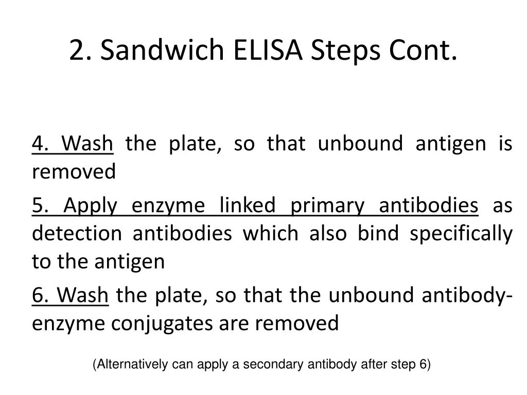 2 sandwich elisa steps cont