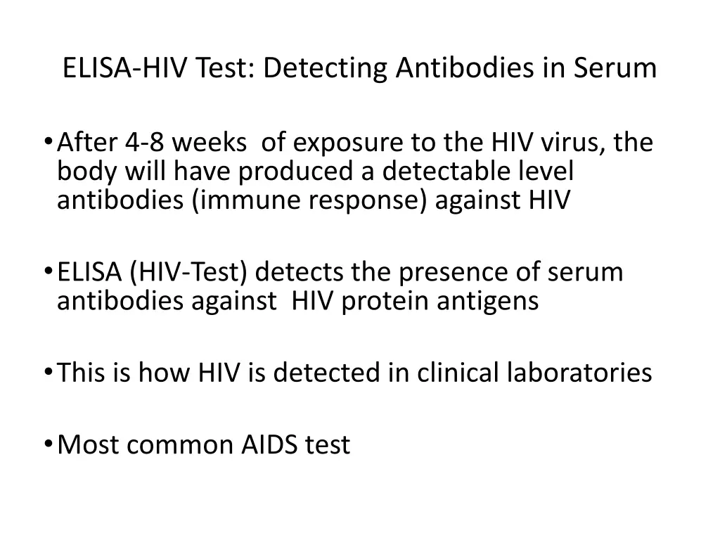 elisa hiv test detecting antibodies in serum