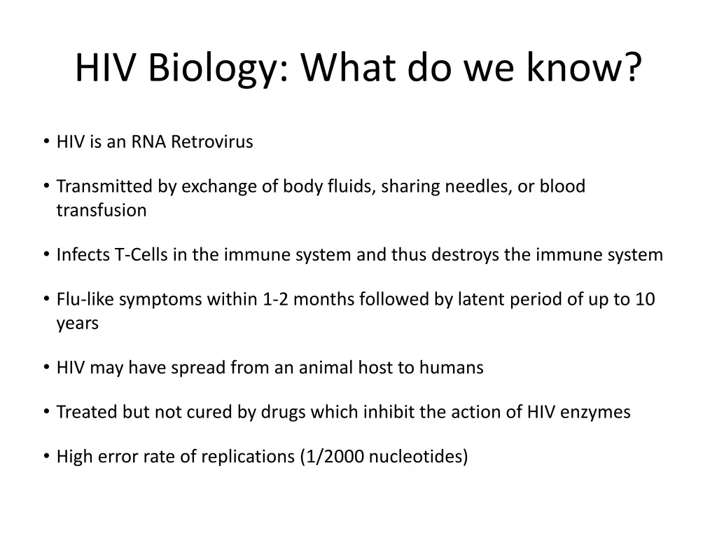 hiv biology what do we know