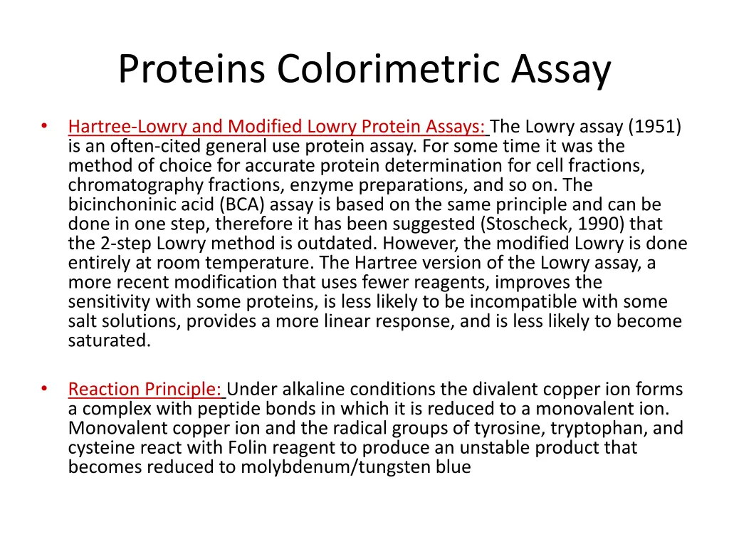 proteins colorimetric assay