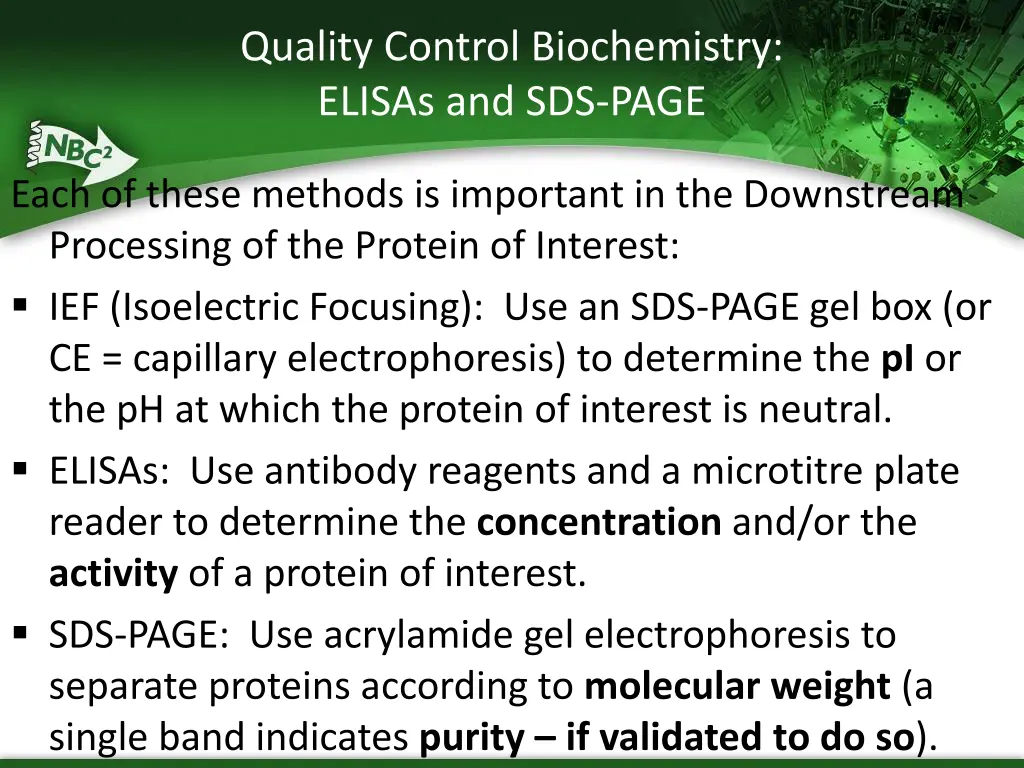 quality control biochemistry elisas and sds page